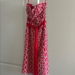Red and White Floral Dress